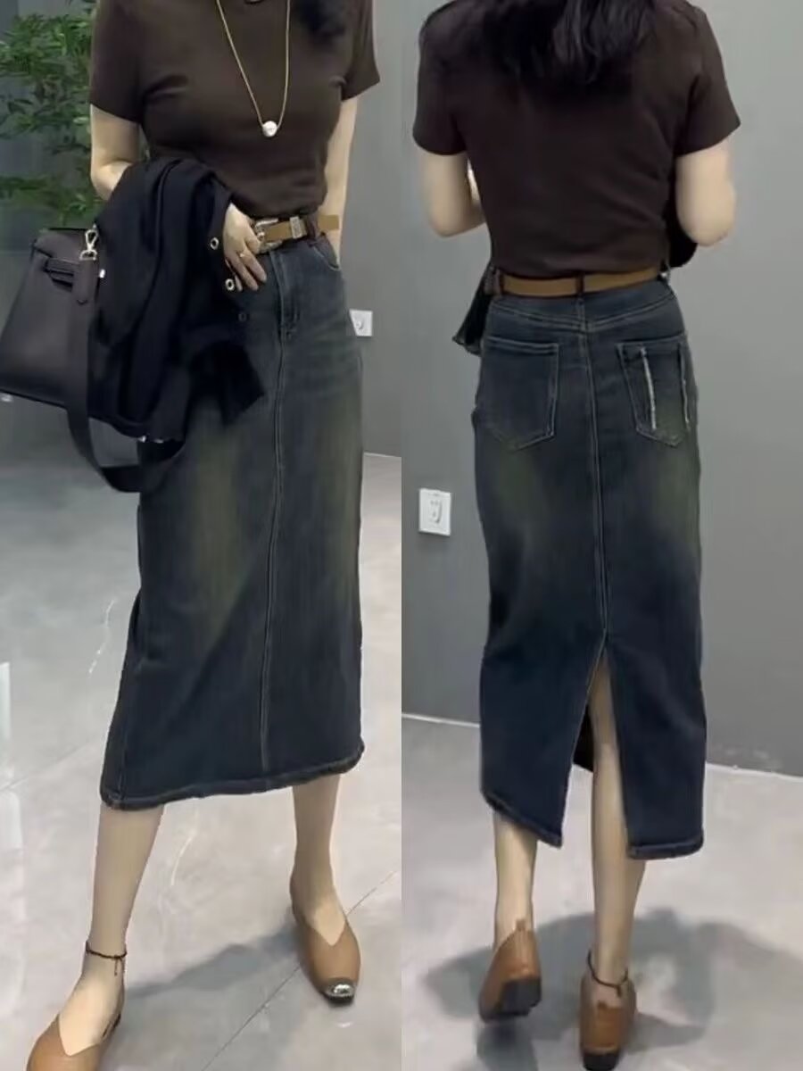 High Waist A-Line Midi Denim S - Denim Skirt Midi Vintage 리뷰 및 가격