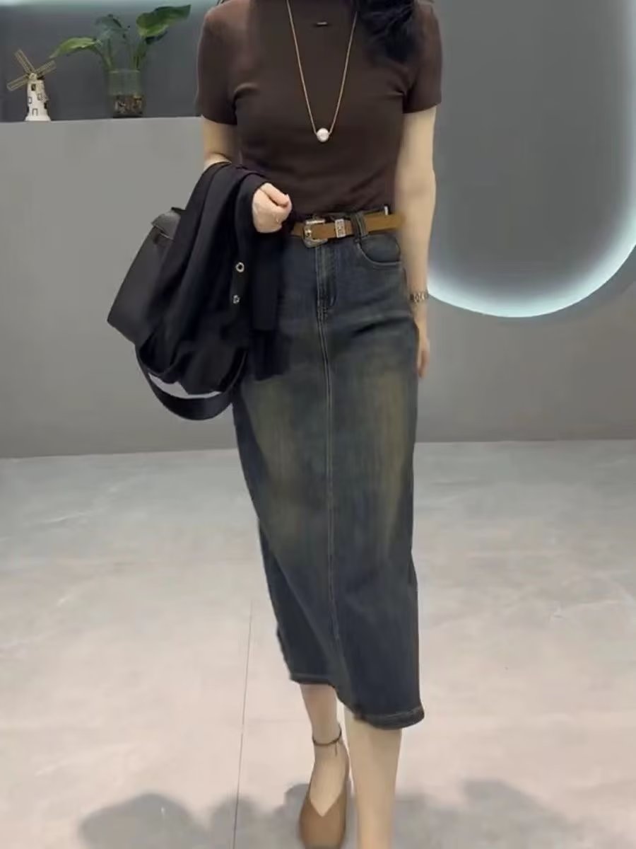 High Waist A-Line Midi Denim S - Denim Skirt Midi Vintage 리뷰 및 가격