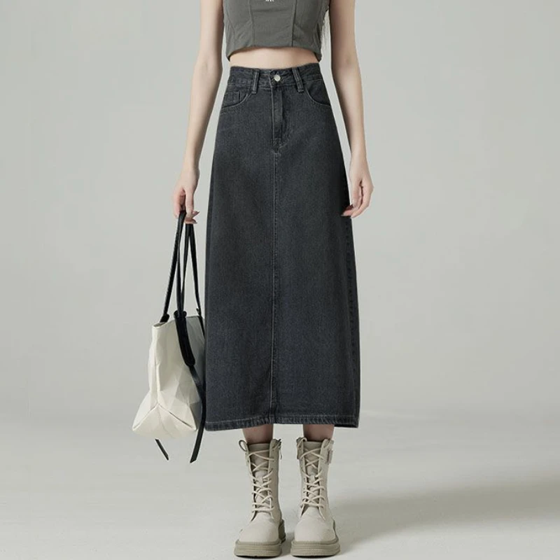 Denim Skirts Women Midi Back-s - Denim Skirt Midi Vintage 리뷰 및 가격