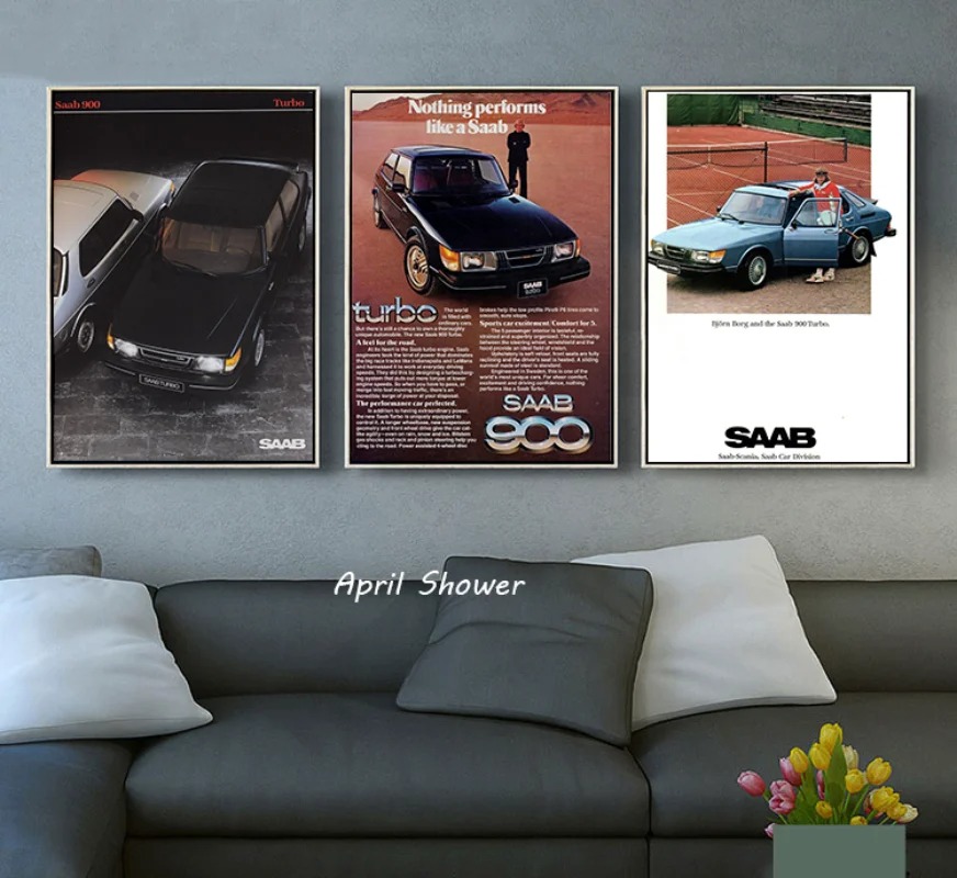 Classic Vintage Saab 900 Turbo - Vintage Fashion Prints For Wall 리뷰 및 가격