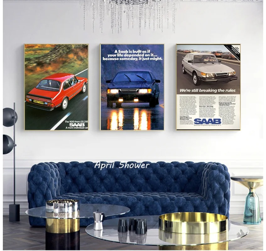 Classic Vintage Saab 900 Turbo - Vintage Fashion Prints For Wall 리뷰 및 가격