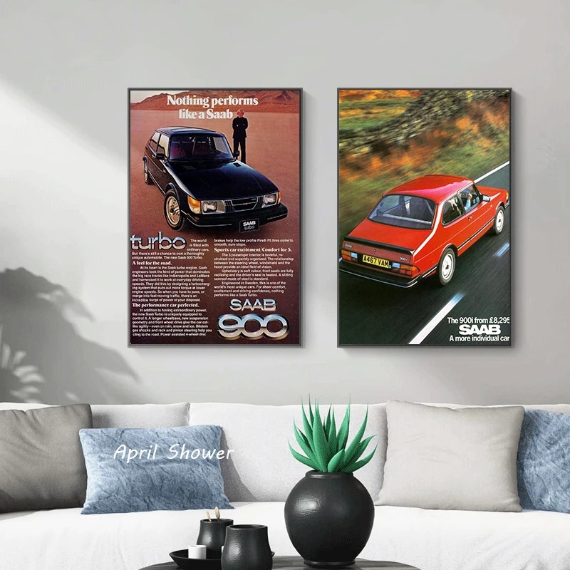 Classic Vintage Saab 900 Turbo - Vintage Fashion Prints For Wall 리뷰 및 가격