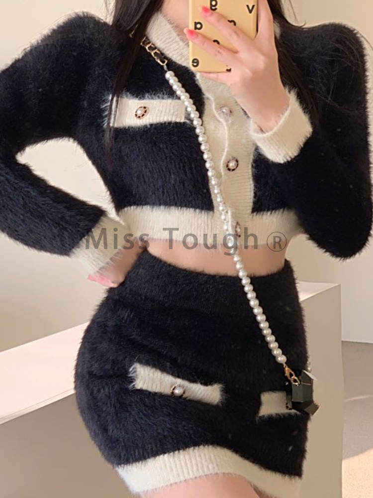 Winter Fluffy Knit 2 Piece Set - Vintage Fashion Pieces 리뷰 및 가격
