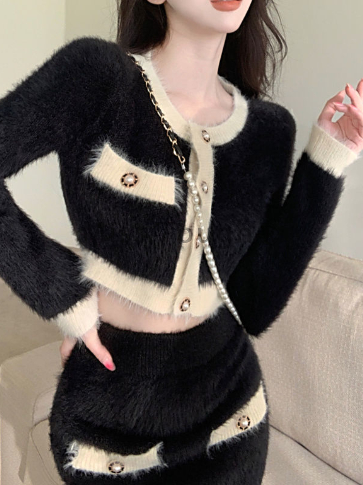 Winter Fluffy Knit 2 Piece Set - Vintage Fashion Pieces 리뷰 및 가격