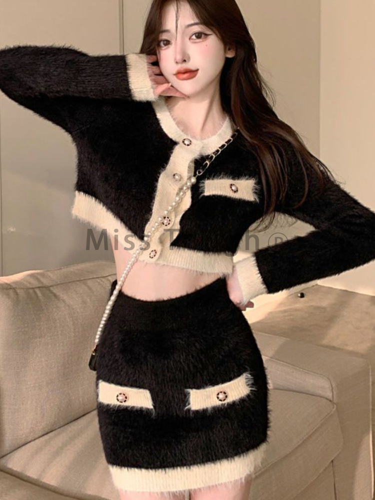 Winter Fluffy Knit 2 Piece Set - Vintage Fashion Pieces 리뷰 및 가격