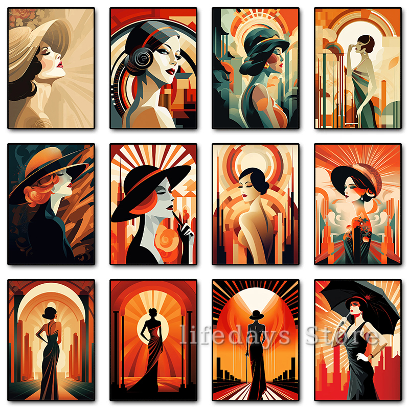 Vintage Art Deco Women Portrai - Vintage Fashion Prints For Wall 리뷰 및 가격