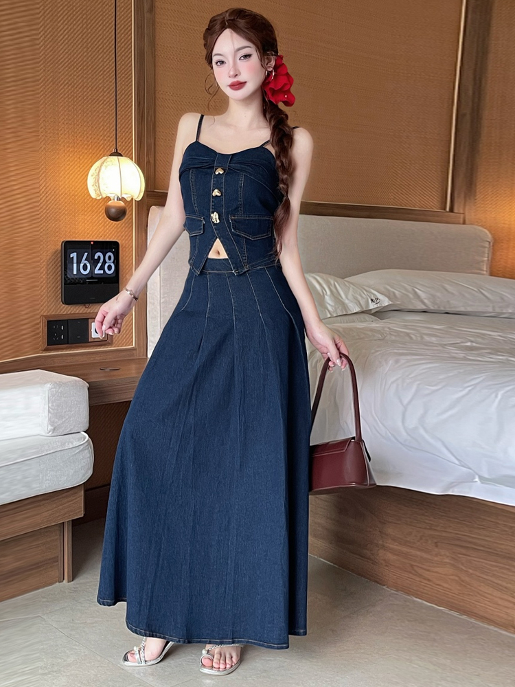 Sexy Vintage Metal Buckle Desi - Denim Skirt Midi Vintage 리뷰 및 가격