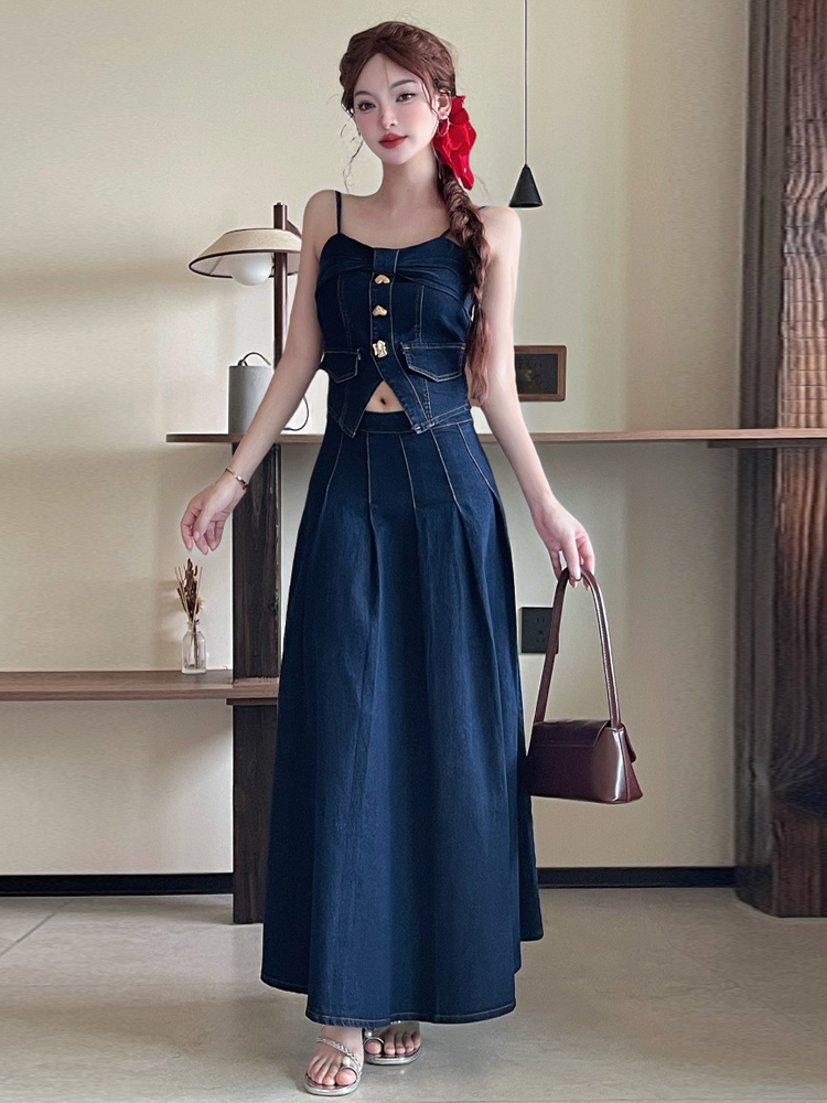 Sexy Vintage Metal Buckle Desi - Denim Skirt Midi Vintage 리뷰 및 가격