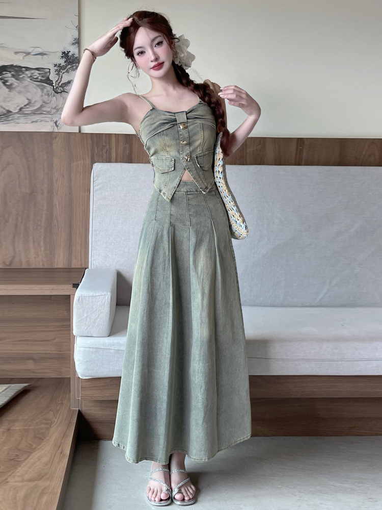 Sexy Vintage Metal Buckle Desi - Denim Skirt Midi Vintage 리뷰 및 가격