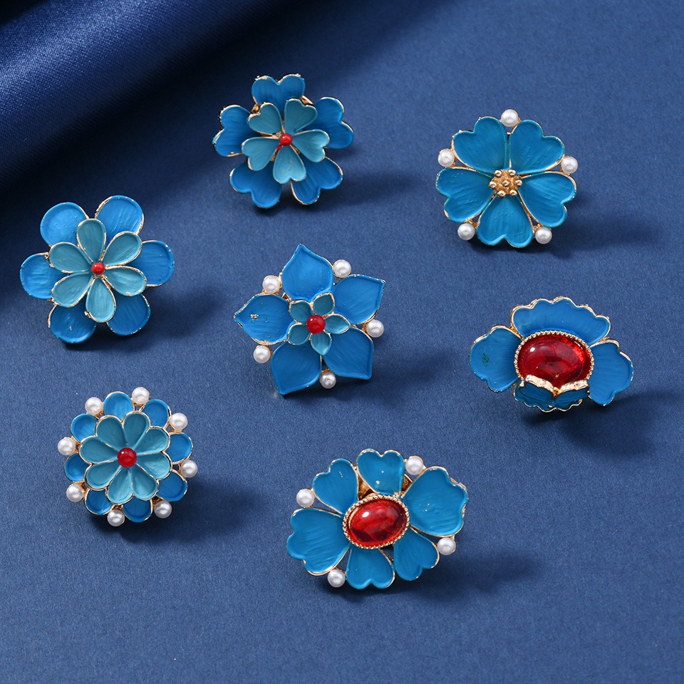 Vintage Enamel Blue Flower Bro - Vintage Fashion Wear 리뷰 및 가격