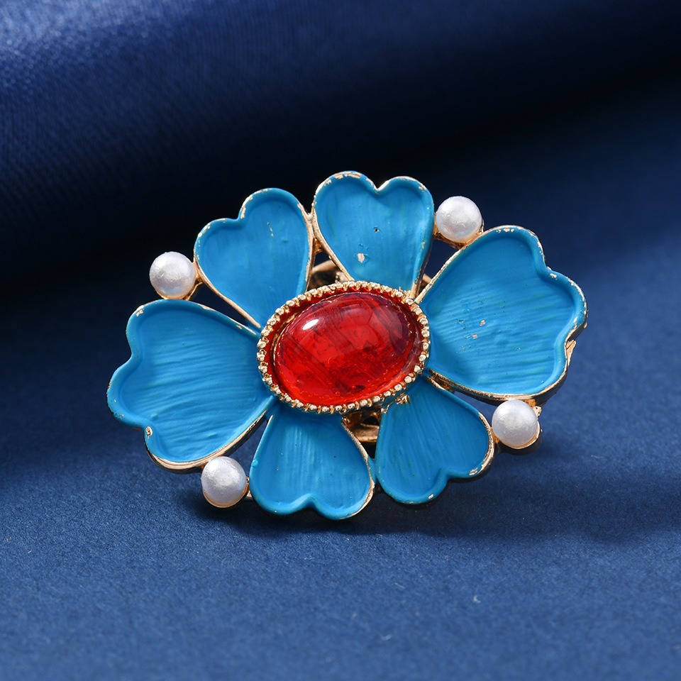 Vintage Enamel Blue Flower Bro - Vintage Fashion Wear 리뷰 및 가격