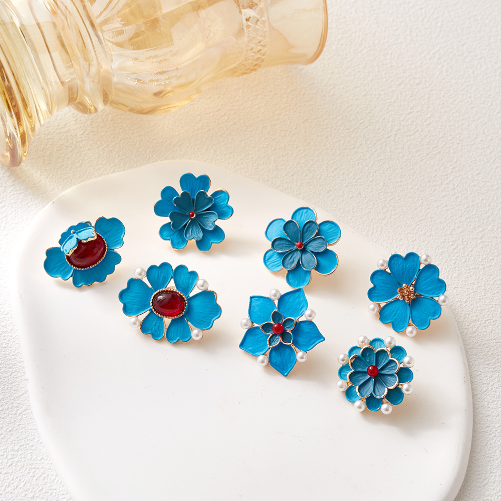 Vintage Enamel Blue Flower Bro - Vintage Fashion Wear 리뷰 및 가격