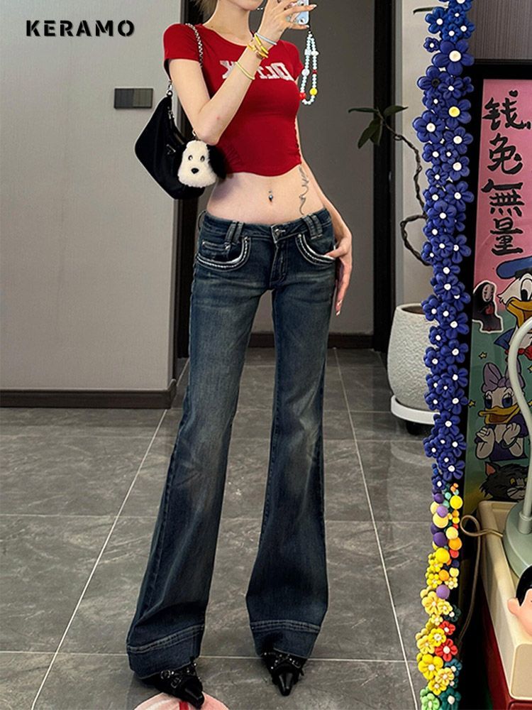 Streetwear y2k Flare Jeans Dis - Mom Jean High Rise 리뷰 및 가격