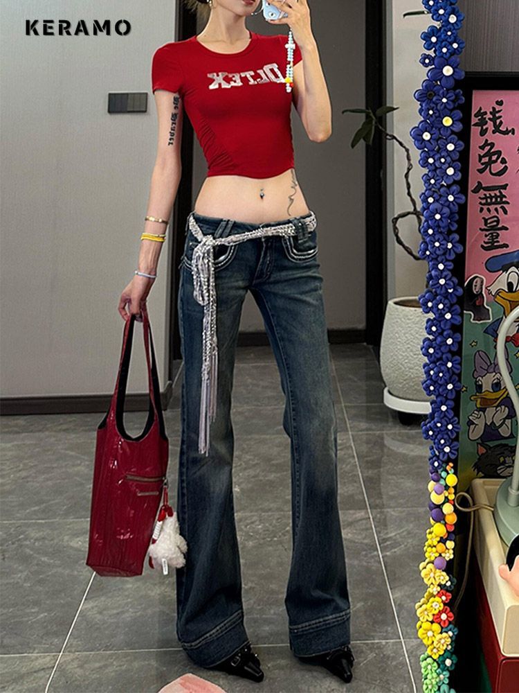 Streetwear y2k Flare Jeans Dis - Mom Jean High Rise 리뷰 및 가격