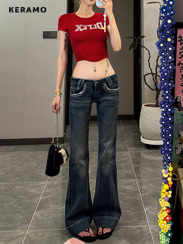 Streetwear y2k Flare Jeans Dis - Mom Jean High Rise 리뷰 및 가격