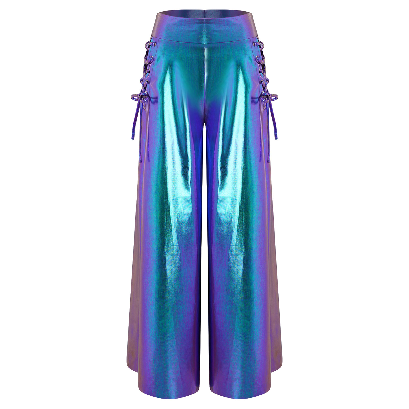 Women Fashion Metallic Shiny P - Wide Leg Trouser 70S 리뷰 및 가격