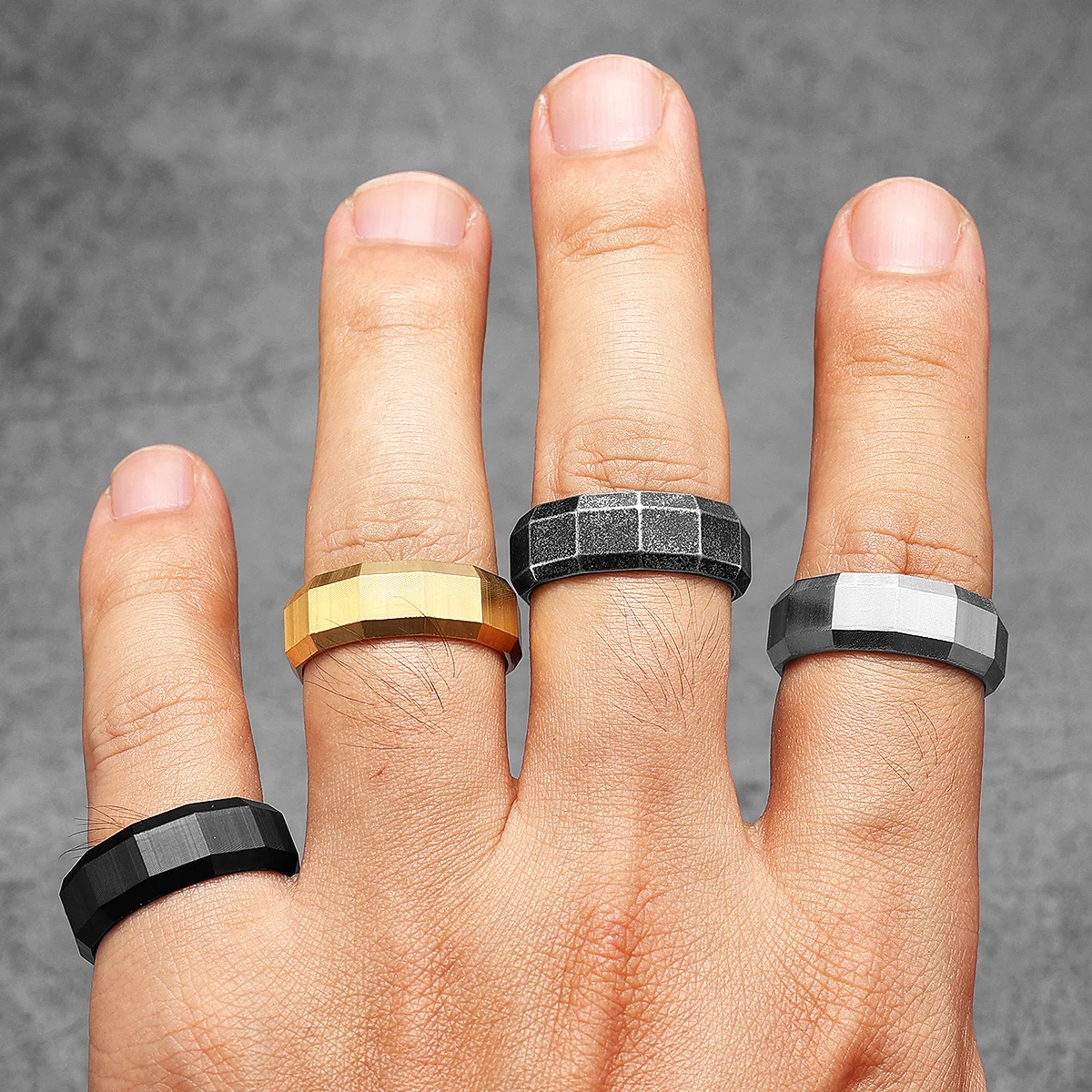 Geometric Cuts Men Rings Stain - Vintage Fashion Newtown 리뷰 및 가격