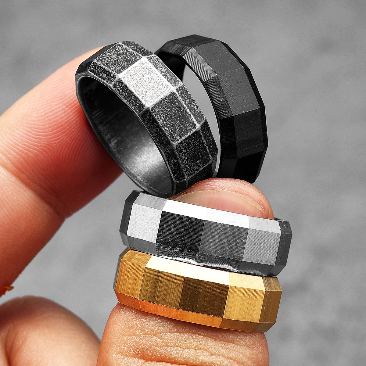 Geometric Cuts Men Rings Stain - Vintage Fashion Newtown 리뷰 및 가격