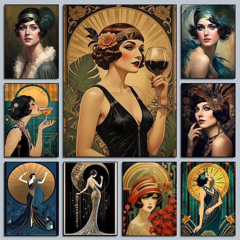 Vintage Flapper Girl Poster 19 - Vintage Fashion Prints For Wall 리뷰 및 가격