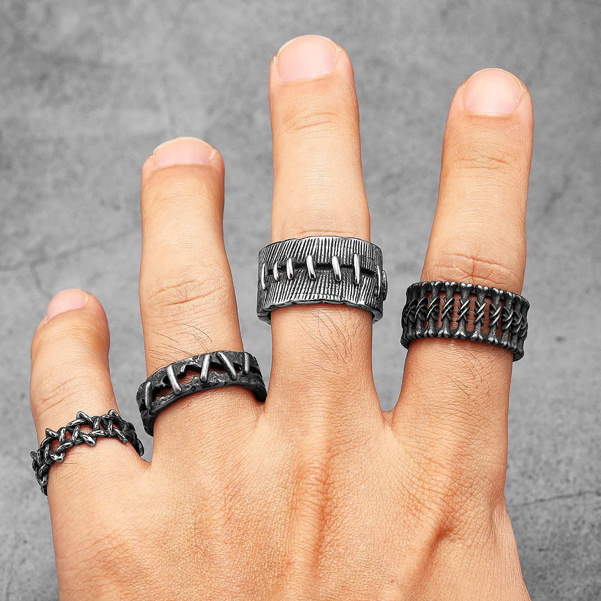 Retro Suture Men Rings Stainle - Vintage Fashion Newtown 리뷰 및 가격