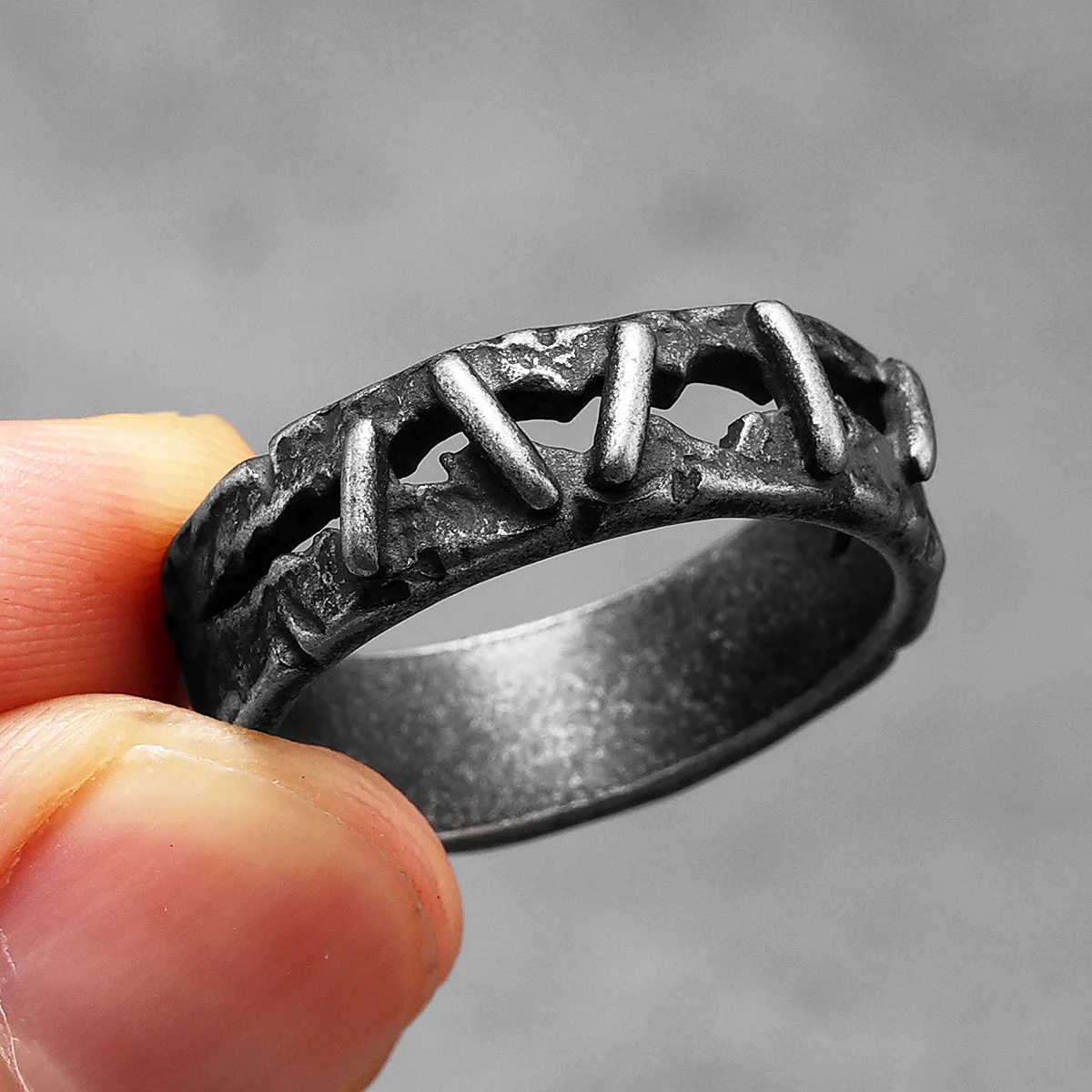 Retro Suture Men Rings Stainle - Vintage Fashion Newtown 리뷰 및 가격